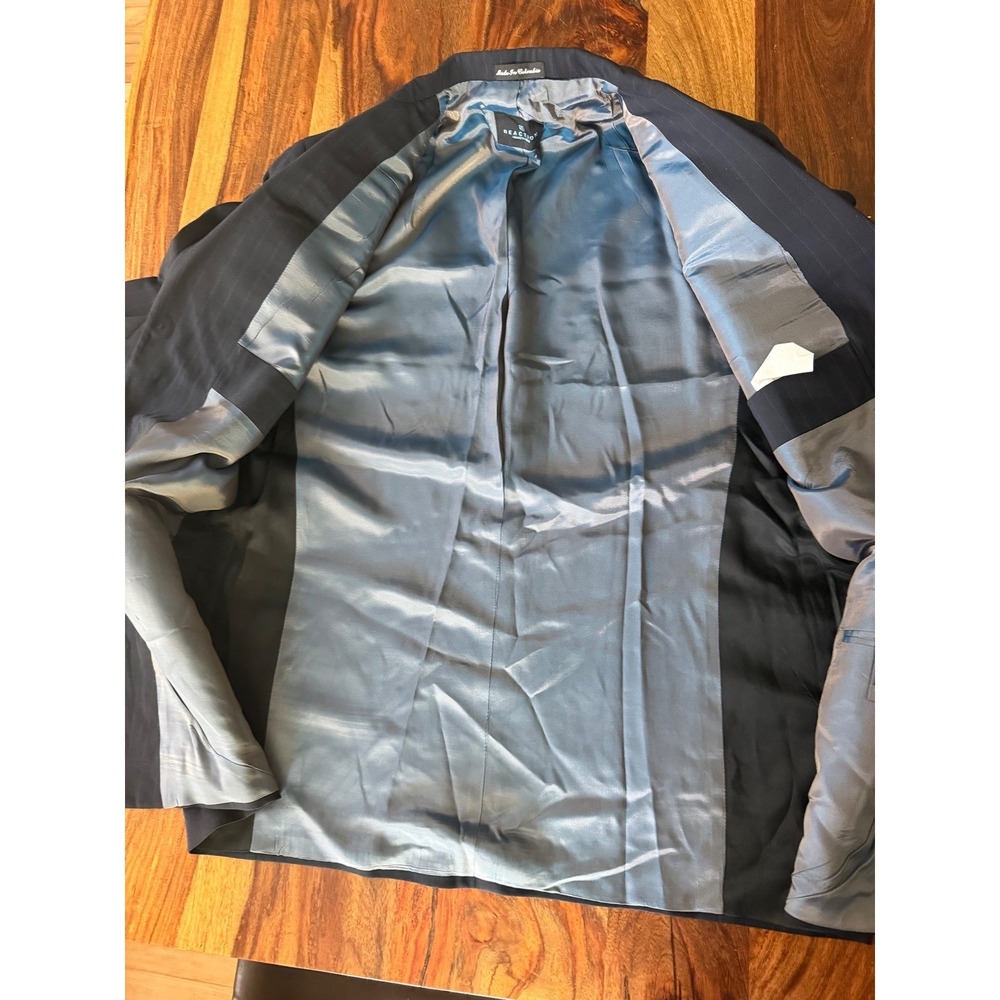 Kenneth Cole Reaction Mens Black Pinstripe 3-Button Blazer Sport Coat Jacket - Picture 8 of 11
